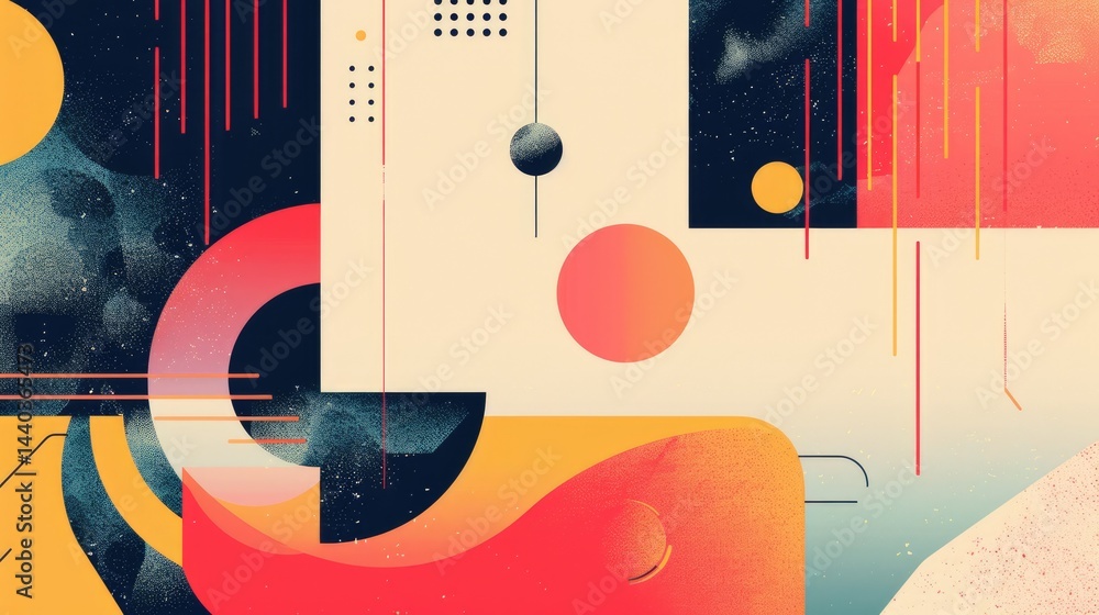 Poster dynamic abstract design with bold geometric shapes and vibrant colors. digital art for design and pr