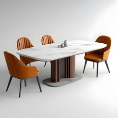 Elegant marble top dining table with modern chairs