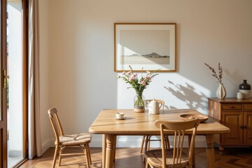 Cozy Dining Area with Natural Lighting and Minimalist Decor