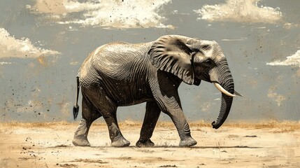 Fototapeta premium Majestic elephant traversing savanna