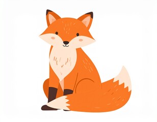 Obraz premium Illustration of a Cute Sitting Fox