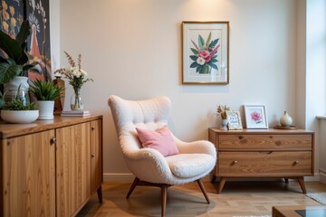 Cozy Living Room with Comfortable Chair and Modern Decor Elements