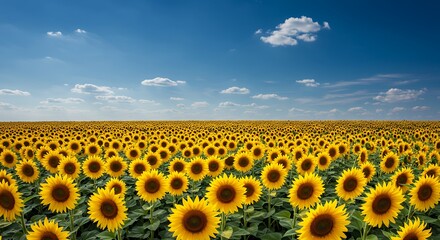 Fototapeta premium Sunflowers field under sunny sky