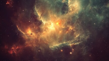 Fototapeta premium Dramatic space scene with nebula and stars. Concept of cosmos, universe, and exploration.