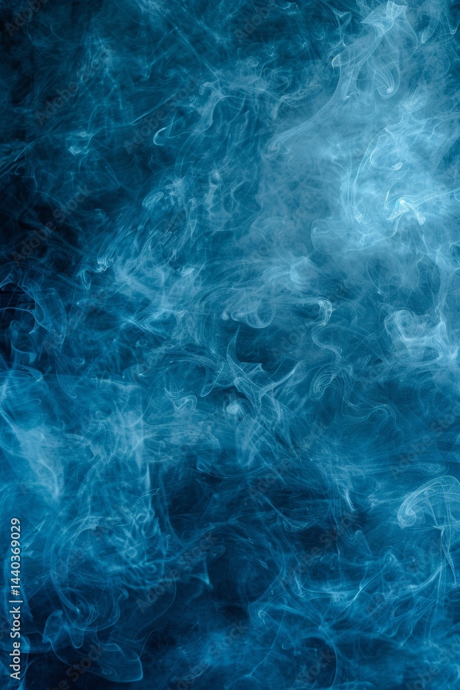 Aufkleber ethereal blue smoke pattern swirling against a dark background creating a mesmerizing abstract effec