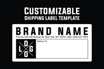 Customizable Shipping Label Template. Editable Package Delivery Label Design for E-commerce, Small Business, and Logistics