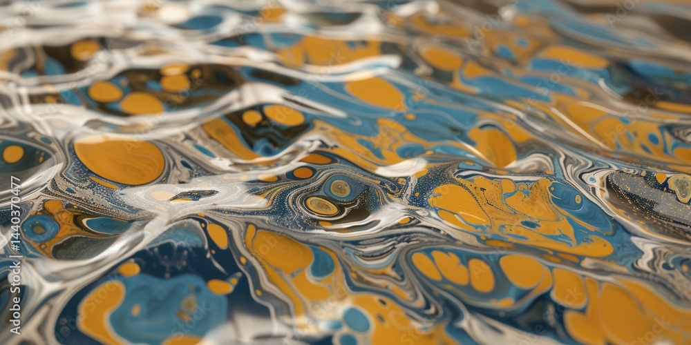 Poster abstract turquoise and red fluid patterns with golden accents. background image of colorful fluid or