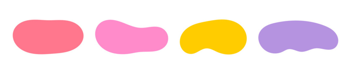 Blob liquid amoeba banners in various shapes set. Pastel colors smooth modern cloud backgrounds. Vector illustration.