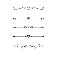 Obraz premium Text dividers doodle set. Wedding decorative elements. Divider ornament borders vintage line separators.Line dividers. Decorative swirl text separators, vintage divider.Golden vintage floral elements 