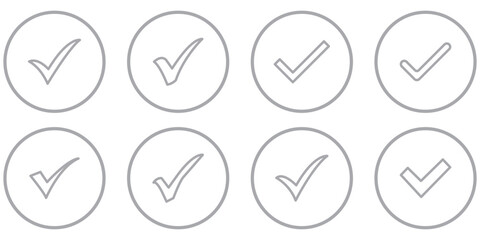 Check box icon with correct, accept checkmark icons tick box checked. Check mark icon symbols vector.