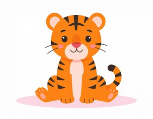 Illustration of a Playful Baby Tiger Cub