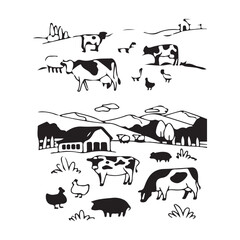 Farm Animals in Silhouette