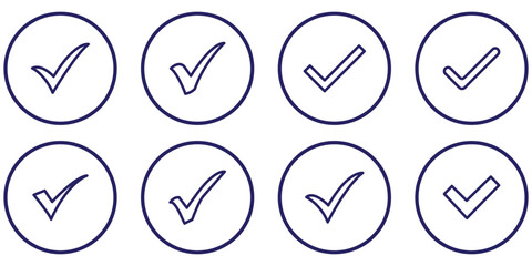 Check box icon with correct, accept checkmark icons tick box checked. Check mark icon symbols vector.