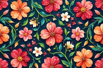 Subtle, interconnected floral motif, endless repeat , seamless, wallpaper, illustration