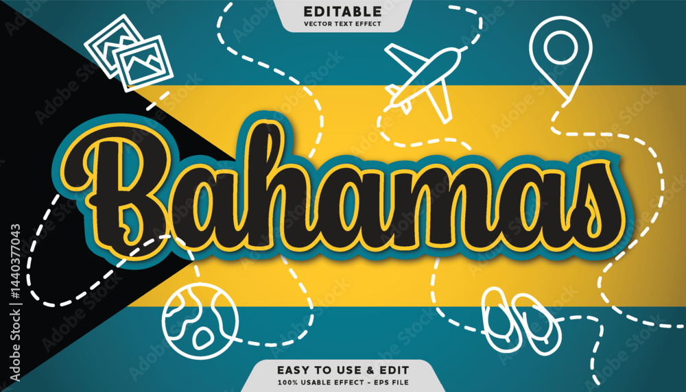 Poster bahamas editable text effect with modern and simple style
