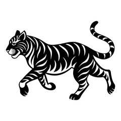 Download A Chita Tiger Running Silhouette Vector Illustration White Background Eps File For Design.