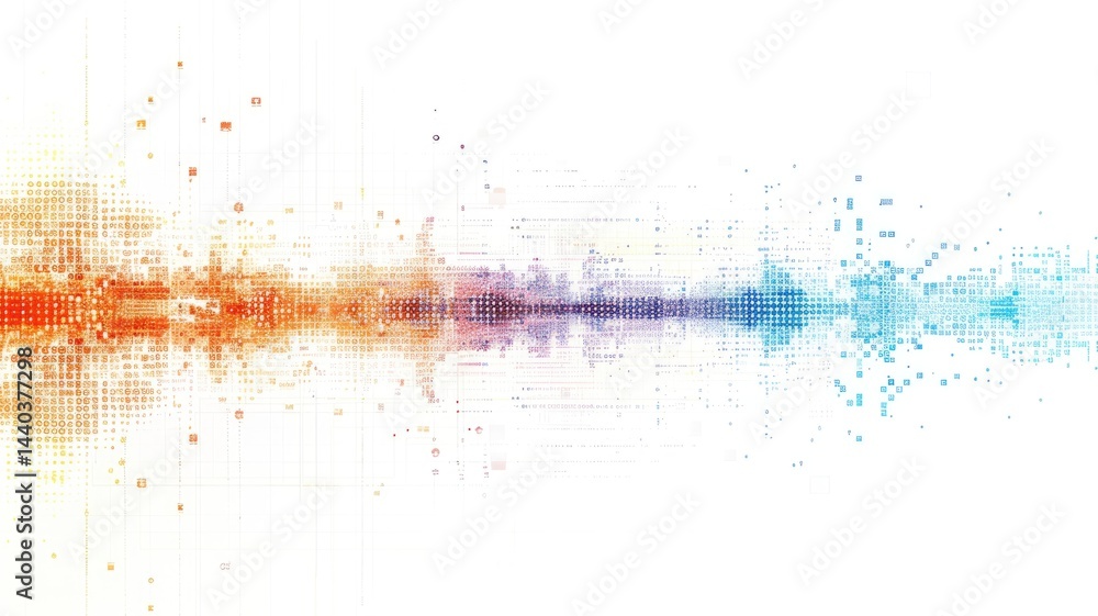 Poster abstract data visualization with gradient color blocks. digital artwork of vibrant color or multicol