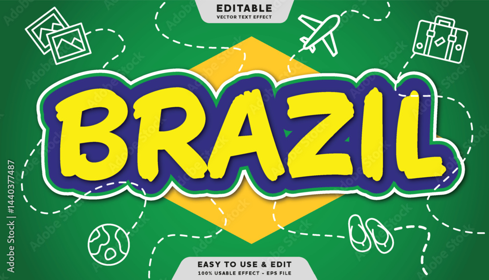 Poster brazil editable text effect with modern and simple style