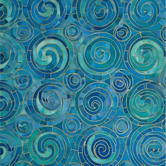 Abstract seamless pattern. Optical illusion blue and green circles. Vector illustration.