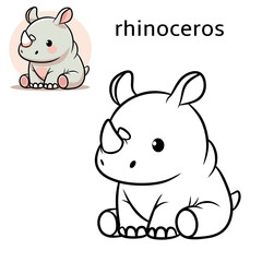 Coloring book for children (cartoon baby rhinoceros)