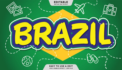 Brazil editable text effect with modern and simple style