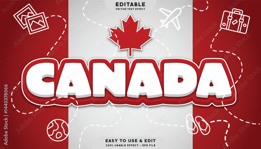 Poster canada editable text effect with modern and simple style