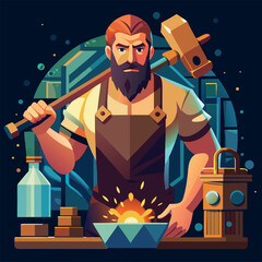 Craftsman shaping metal during workshop session with tools on display in a creative environment Generative AI