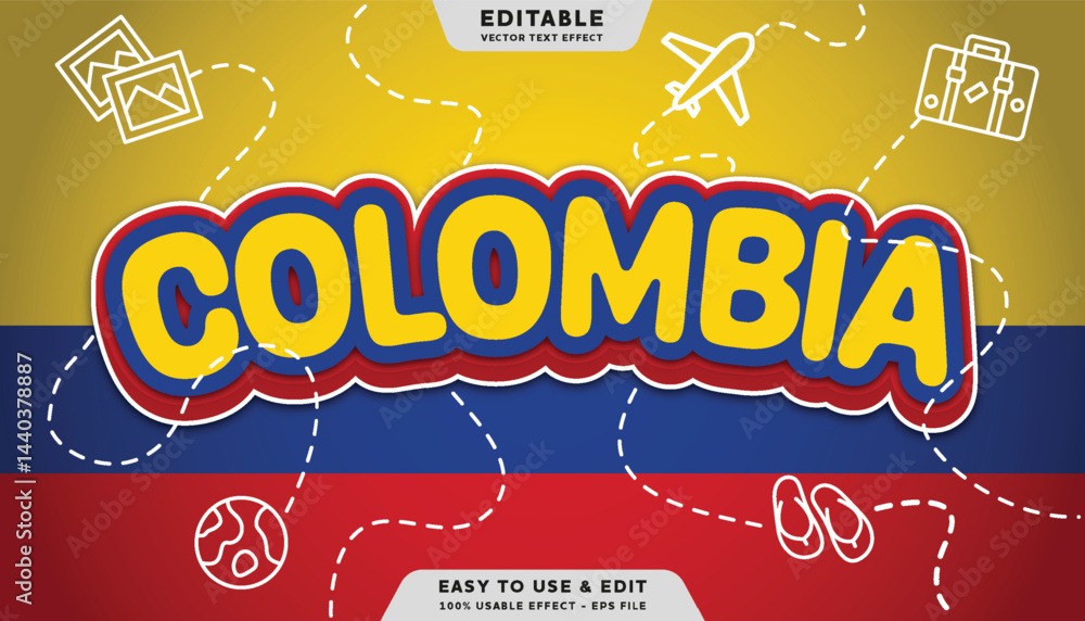 Poster colombia editable text effect with modern and simple style