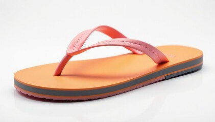 Side view of a single flip-flop, isolated on pure white, thong sandals, plastic