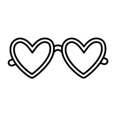 Vector line icon with fashionable sunglasses isolated on white background.	