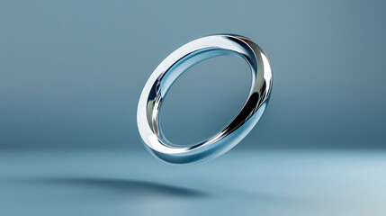 silver ring on blue background