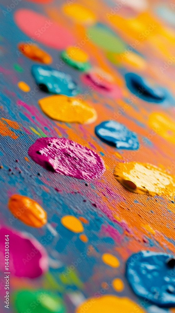 Poster caption: vivid splashes of colorful paint create a dynamic abstract masterpiece on canvas, highlight
