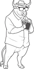 Bull Poker Poker cards Animal Vector Graphic Art Illustration