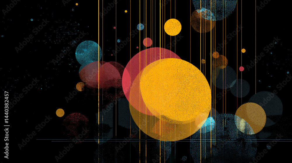 Poster abstract design with circles and lines.
