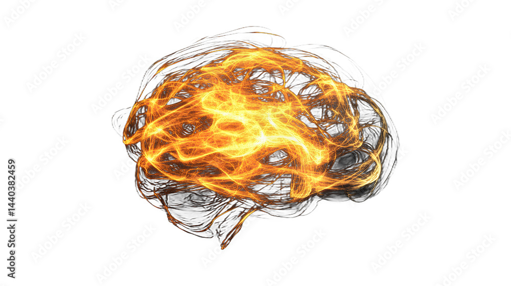 Poster dynamic brain energy visualization digital artwork abstract concept black background artistic perspe