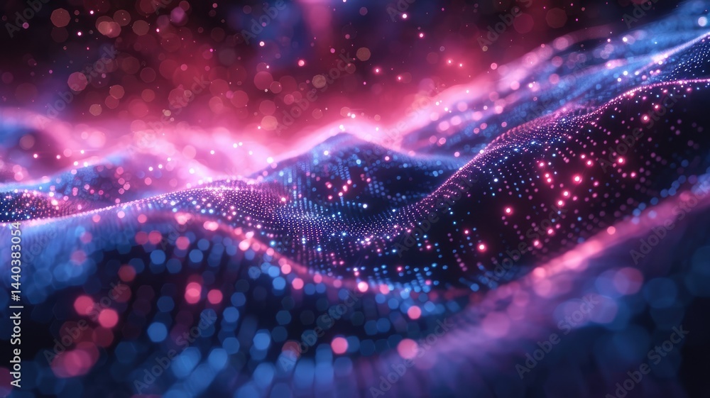 Poster abstract picture of colorful particle with sparkle electric style design connect become energy struc