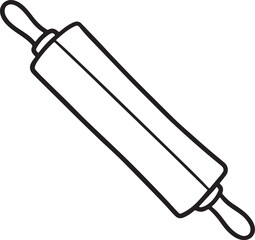 rolling pin control line art, black outline, vector and illustration, coloring book page line art drawing