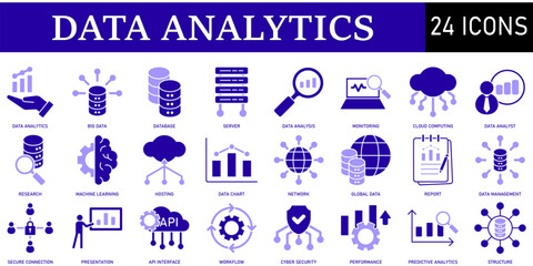 Obraz premium Set of Data Analytics Icons or symbols Vector fully editable file.