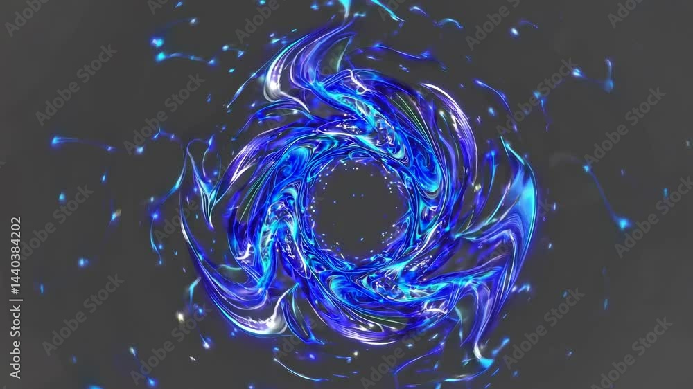 Poster abstract blue energy vortex swirling in a dynamic circular pattern, creating a mesmerizing visual ef
