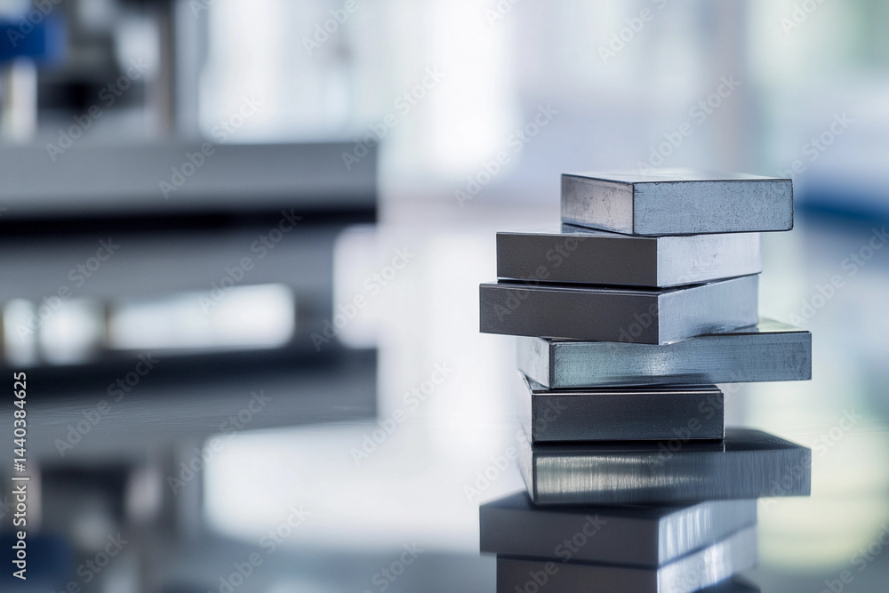 Poster high-purity neodymium metal ingots stacked for processing generative ai