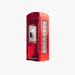 Fototapeta premium Iconic Red British Telephone Booth Isolated on Dark Background