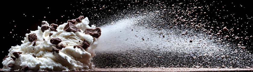 Vanilla Ice Cream with Chocolate Explosion Photo