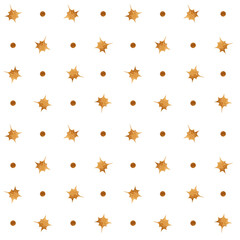 Magic Xmas golden stars and round confetti seamless watercolor pattern isolated background. Christmas decorative gold elements for wedding invitations, festive event decor, home holiday textiles