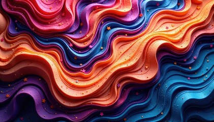 Obraz premium Intricate textile with flowing, organic shapes, tribal, ripple, colorful