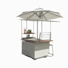 Modern Mobile Food Kiosk with Parasol - Street Food Cart Design