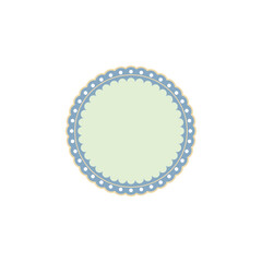Mint Green Circular Badge with Vintage Border Pattern
