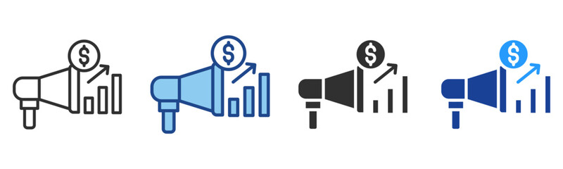 Advertising Icon Multiple Style Vector Collection 