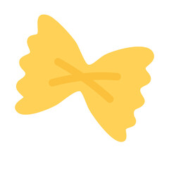 Cute flat cartoon vector of farfalle pasta. Traditional Italian bow-tie pasta illustration for food design.