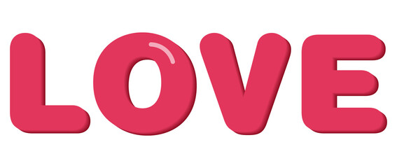 Bold Love Text with 3D Effect on White Background