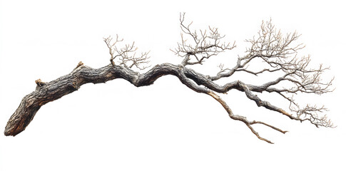 A bare, gnarled branch isolated on white background